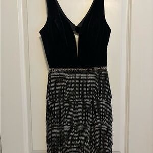 Alyce Paris Black Fringe Mini Dress